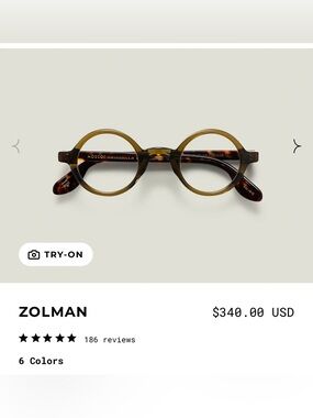 MOSCOT “Zolman”Olive rim with Tortoiseshell arms Eyeglass Frames with Black Case